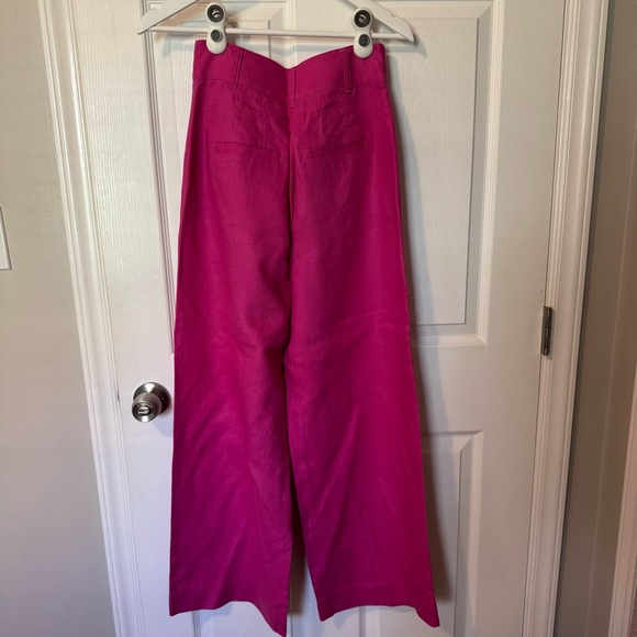 Boden Fuchsia Pink Wide Leg Linen Trousers - Picture 4 of 9